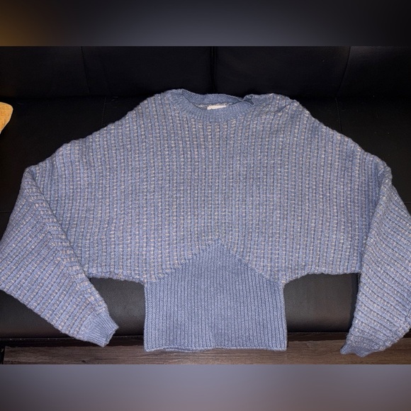 &merci Blue Ribbed Women's Sweater - Picture 4 of 4